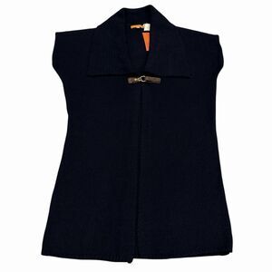 One A Cardigan Sweater Womens Knit Medium Navy Blue Sleeveless Top NEW NWT